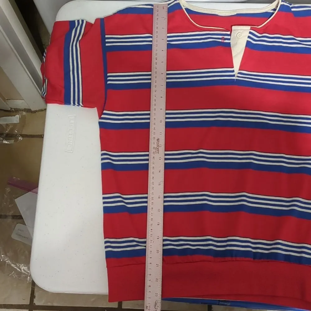 Red white and blue stripe shirt no tag vintage style (InvW013)